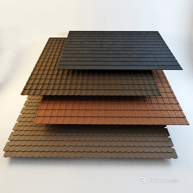 Various Colored Roof Tiles With Different Styles For Building Construction Projects 3d model 