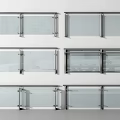 Modern Glass Railing Systems with Metal Frames and Transparent Panel Designs 3d model