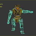 Orange And Black Armored Robot With Circular Camera Extended Arm And Mechanical Design