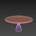 Modern Round Dining Table With Wooden Top And Black Conical Base 3d model