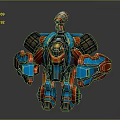 Red And Blue Sci Fi Mechanical Character 3D Model With Armored Body And Antenna Head