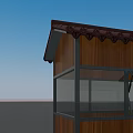 Functional Mobile Food Cart Featuring Wooden Structure Red Tiled Roof And Glass Vending Windows