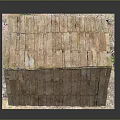 Log Cabin Model With Wooden Slatted Roof Log Walls Wooden Door Stone Base And Grass