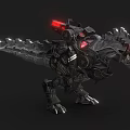 Mechanical Dinosaur Game Movie Character With Metal Armor And Red Glowing Eyes