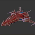 Red Futuristic Spaceship With Aerodynamic Wing Structures For Cosmic Exploration Missions 3d model