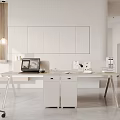 Modern Office Interior With Minimalist Desk White Cabinets And Ergonomic Chair