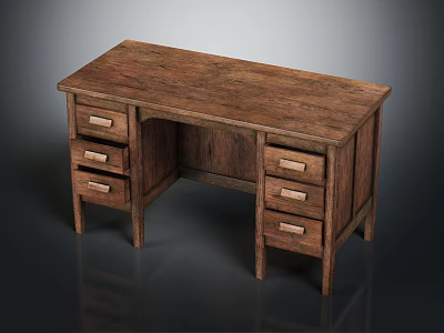 Classic Solid Wooden Desk With Multiple Drawers And Elegant Design For Home Office 3d model