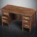 Classic Solid Wooden Desk With Multiple Drawers And Elegant Design For Home Office 3d model