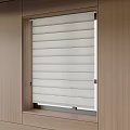 Modern White Slatted Blinds Fitted In Window With Wooden Wall Interior