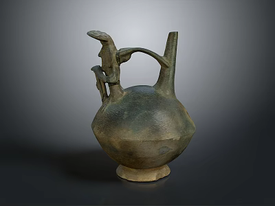 Ancient Bronze Vessel With Decorative Handle And Stable Base For Daily Use 3d model