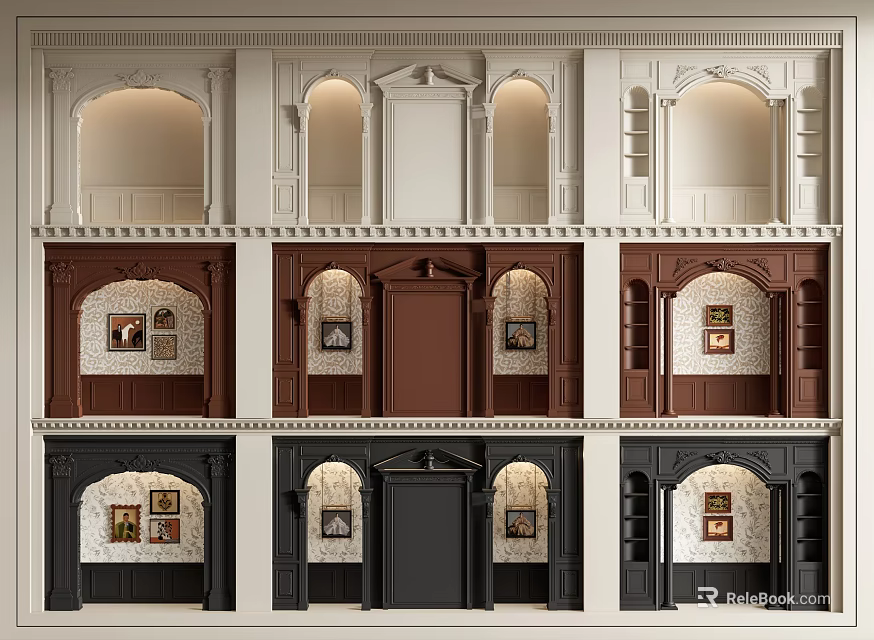 Various Arched Doorway Designs With Different Color Options And Interior Decor Elements 3d model 