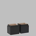 Two Piece Black Square Decorative Ornament Set With Light Interior Storage Boxes