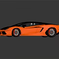 Orange Convertible Sports Car With Sleek Body Black Roof And Alloy Wheels