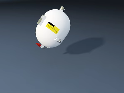 White Modern Wall Lamp With Yellow Label Red Detail And Gray Background 3d model