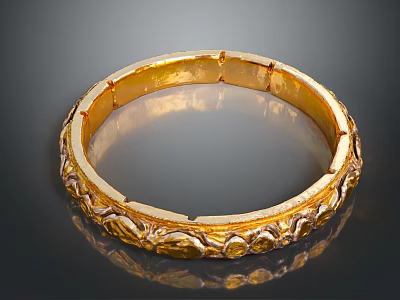 Elegant Golden Bracelet With Intricate Carved Patterns And Shiny Surface 3d model