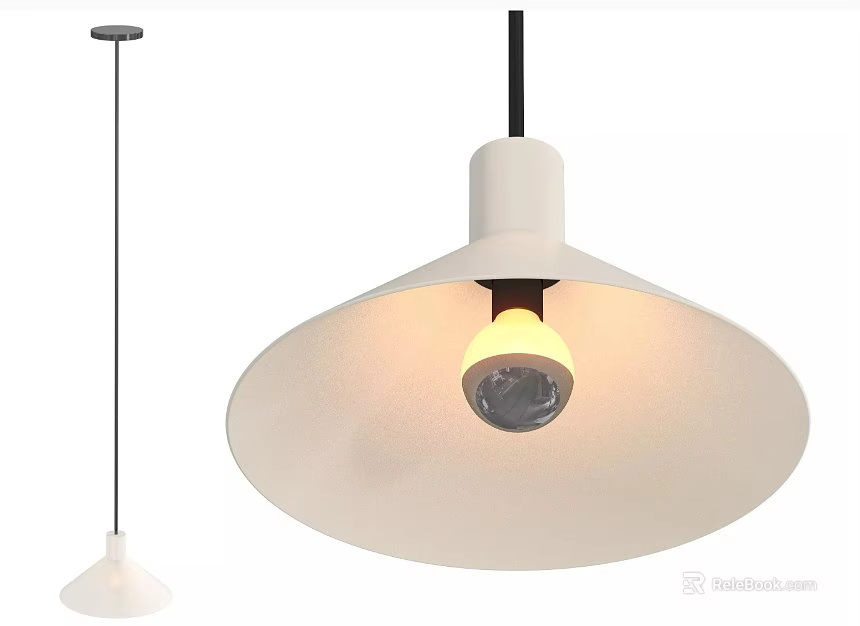 White Modern Pendant Light With Transparent Bulb And Two Sizes Design 3d model 