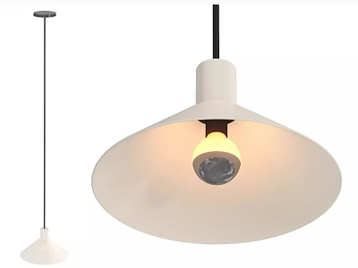 White Modern Pendant Light With Transparent Bulb And Two Sizes Design 3d model