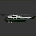 Green And White Helicopter Exterior With American Flag And Rotors Design