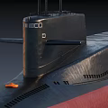 Submarine Warship With Black And Red Hull Conning Tower And Periscope