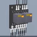Industrial Control Equipment With Black Base Multiple White Terminal Blocks Gray Modules And Colored Labels 3d model
