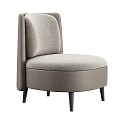Modern Single Sofa With Beige Fabric Upholstery Curved Back And Black Wooden Legs