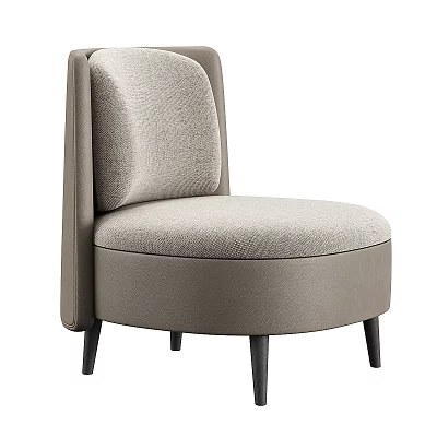 Modern Single Sofa With Beige Fabric Upholstery Curved Back And Black Wooden Legs 3d model