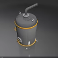 Industrial Stainless Steel Storage Tank with Swing Door and Yellow Stripe Top Pipe