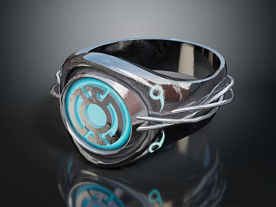Modern Silver Ring With Blue Circular Gemstone And Twisted Wire Accent Design 3d model