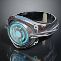 Modern Silver Ring With Blue Circular Gemstone And Twisted Wire Accent Design 3d model