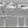 White Pedestal Washbasins In Various Styles Shapes And Ceramic Design With Faucets
