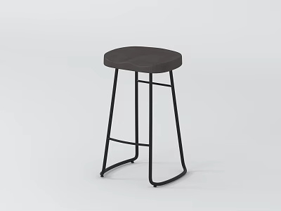 Modern Dark Stool With Round Seat And Sturdy Sleek Metal Frame Design 3d model