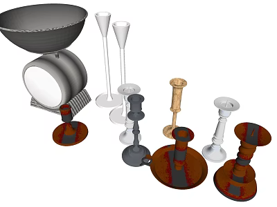 Decorative Ornament Set with Various Shapes Candle Holders Vases Modern Home Decor Accents 3d model