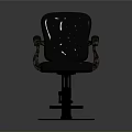 Stylish Black Leather Tufted Chair With Metal Armrests And Footrest Base