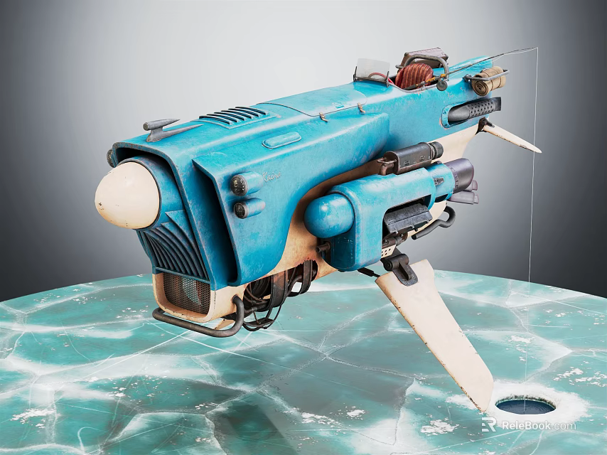 Smart Underwater Exploration Machine With Blue Exterior Round Sensor And Mechanical Arm 3d model 