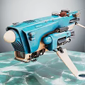 Smart Underwater Exploration Machine With Blue Exterior Round Sensor And Mechanical Arm 3d model