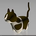 Adorable Brown and White Cat Figurine with Shiny Surface on Gray Background