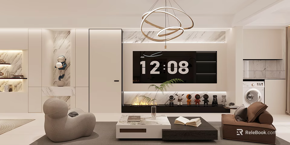 Modern Cream Style Sofa And Coffee Table Set Creates Comfortable Warm Home Living Atmosphere 3d model 