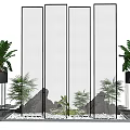 New Chinese style landscape sketch landscape sketch partition screen 3d model