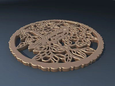Ornate Road Facility Decorative Cover With Intricate Leaf And Bird Patterns 3d model