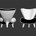 Modern Leisure Chairs With Silver Metal Design Black Cushions Reflective Surface