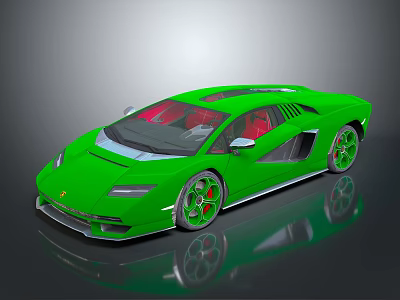 Green Sports Car With Sleek Design Red Interior And Modern Alloy Wheels 3d model