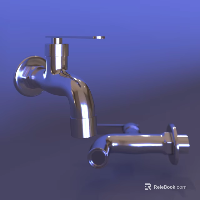 Modern Chrome Water Faucet With Shiny Surface And Sleek Handle Design 3d model 