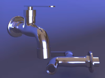 Modern Chrome Water Faucet With Shiny Surface And Sleek Handle Design 3d model