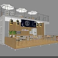 Traditional Japanese Restaurant With Outdoor Terrace Parasols Wooden Structure Blue Signage Bar Counter And Tables