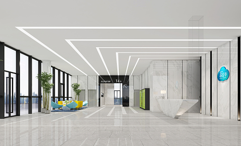 Modern Hall Office Lobby 3d model