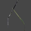 Game Character Ornate Key Shaped Weapon With Black White Blade Chain And Blue Accents