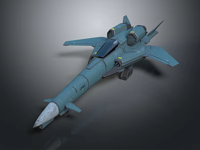 Futuristic Teal Aircraft Model Featuring Detailed Surface Cockpit Wings And Engines 3d model