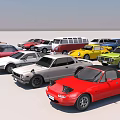 Various Classic And Modern Cars In Different Colors Car Collection Showcase
