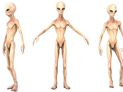 Game Film Alien Character With Three Different Poses And 3D Design 3d model