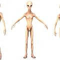 Game Film Alien Character With Three Different Poses And 3D Design 3d model